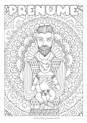 Pagină de colorat gratuită Mandala Tată La mulți ani! Te iubesc. Desene de colorat complexe Bebeluş