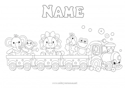 Free coloring Elephant Lion Vehicles Animal Monkey Parrot Train Locomotive Flying birds and mammals Wild animals of Africa Ground public transport