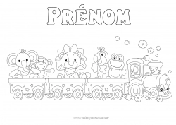 Coloriage gratuit élephant Lion Véhicules Animal Singe Perroquet Train Locomotive Oiseaux et mammifères volants Animaux sauvages d'Afrique Transport en commun terrestres