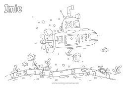 Kolorowanka za darmo Morze Pojazdy Okręt podwodny Pojazdy morskie