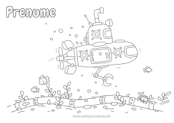 Desen liber de colorat Mare Vehicule Submarin Vehicule maritime