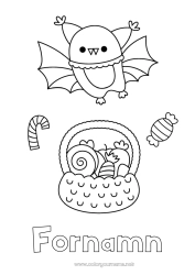 Färgläggningssida att anpassa Fladdermus Godis Halloween Fåglar och flygande däggdjur