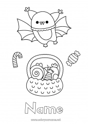 Free coloring Bat Sweets Halloween Flying birds and mammals