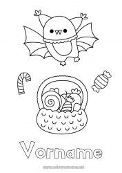 Kostenlose Zeichnung Fledermaus Bonbons Halloween Vögel und fliegende Säugetiere