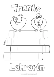 Kostenlose Malvorlage Vogel Lehrer/Lehrerin Buch Vögel und fliegende Säugetiere Lesen Danke Büroberufe