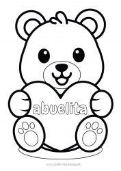Niño página para colorear Llevar Lindo Kawaii Animales Osito Gran corazón Dibujos fáciles para colorear Animales del bosque