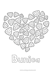 Pagină de colorat pentru copii Bomboane Inimă mare Fructe Dulciuri, bunătăți Căpșună