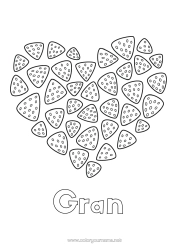 Free colouring Sweets Big heart Fruit Treats, sweets Strawberry