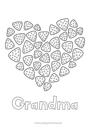Free coloring Sweets Big heart Fruits Treats Strawberry