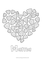 Pagină de colorat pentru copii Bomboane Inimă mare Fructe Dulciuri, bunătăți Căpșună