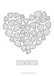 Child coloring page Sweets Big heart Fruits Treats Strawberry