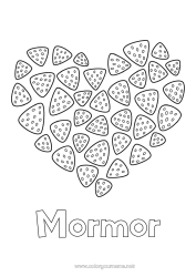 Färgläggningssida för barn Godis Stort hjärta Frukter Gottigheter, sötsaker Jordgubbe