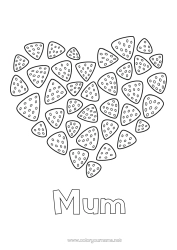Free colouring Sweets Big heart Fruit Treats, sweets Strawberry