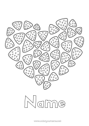 Free colouring Sweets Big heart Fruit Treats, sweets Strawberry