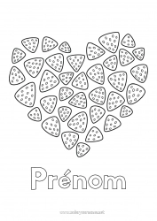Coloriage enfant Bonbons Grand coeur Fruits Gourmandises, sucreries Fraise