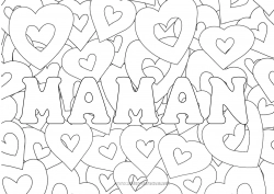 Coloriage enfant Coeur Je t'aime Nom décoré