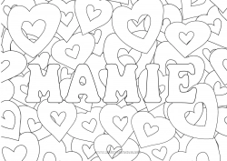 Coloriage enfant Coeur Je t'aime Nom décoré