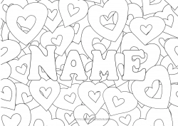 Child coloring page Heart I love you Decorated name