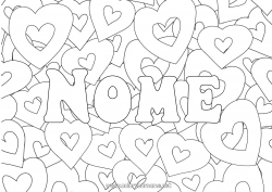 Pagina da colorare per bambini Cuore Ti amo Nome decorato
