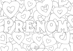 Coloriage gratuit Coeur Je t'aime Nom décoré