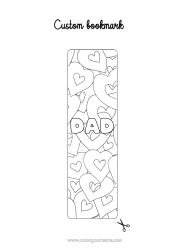 Free colouring Heart I love you. Bookmark