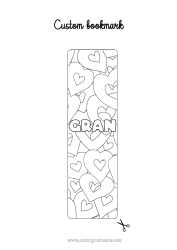 Free colouring Heart I love you. Bookmark