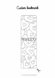 Child coloring page Heart I love you Bookmark