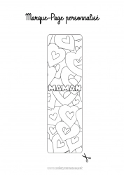 Coloriage enfant Coeur Je t'aime Marque page