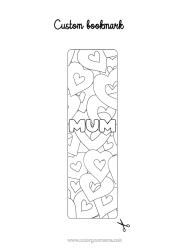 Free colouring Heart I love you. Bookmark