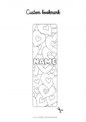 Free coloring Heart I love you Bookmark