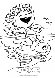 Disegno gratuito Ragazza Tartaruga Estate Spiaggia Mare Animale Animali marini o acquatici Rettili Hawaii Tartaruga marina