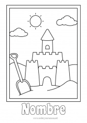 Colorear gratis Verano Playa Dibujos fáciles para colorear Castillo de arena