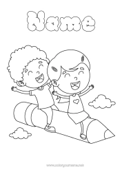 Free colouring Girl Boy Coloured pencil Pencil Stationery supplies