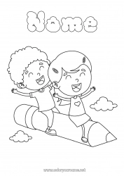 Pagina da colorare per bambini Ragazza Ragazzo Matita colorata Matita Forniture scolastiche