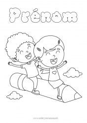 Coloriage gratuit Fille Garçon Crayon de couleur Crayon Fournitures scolaires