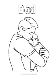 Free colouring Dad Baby Family