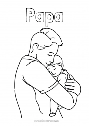 Coloriage enfant Papa Bébé Famille