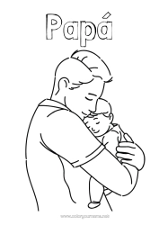 Colorear gratis Papá Bebé Familia