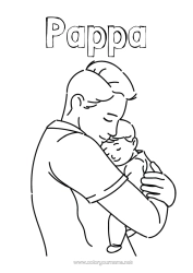 Gratis fargelegging Pappa Baby Familie