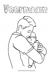 Kleurplaat voor kinderen Papa Baby Familie