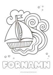 Gratis färgläggning Sommar Fordon Båt Segelbåt Marina fordon Vågor