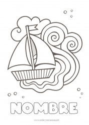 Dibujo libre Verano Vehículos Barco Velero Vehículos marítimos Olas
