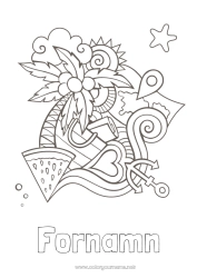Gratis färgläggning Semester Sommar Palmträd Symboler Marin ankar