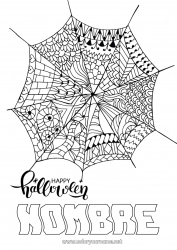 Colorear gratis Araña Halloween Mandala Insectos Inscripción 