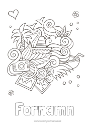 Gratis färgläggning Semester Sommar Symboler