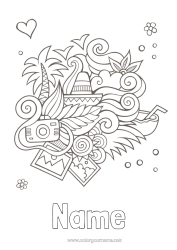 Free colouring Holidays Summer Symbols