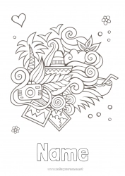 Free coloring Holidays Summer Symbols