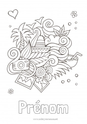 Coloriage gratuit Vacances Été Symboles