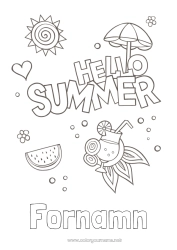 Gratis teckning Semester Sommar Sol Symboler Cocktail