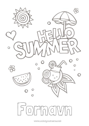 Gratis fargelegging Ferier Sommer Sol Symboler Cocktail